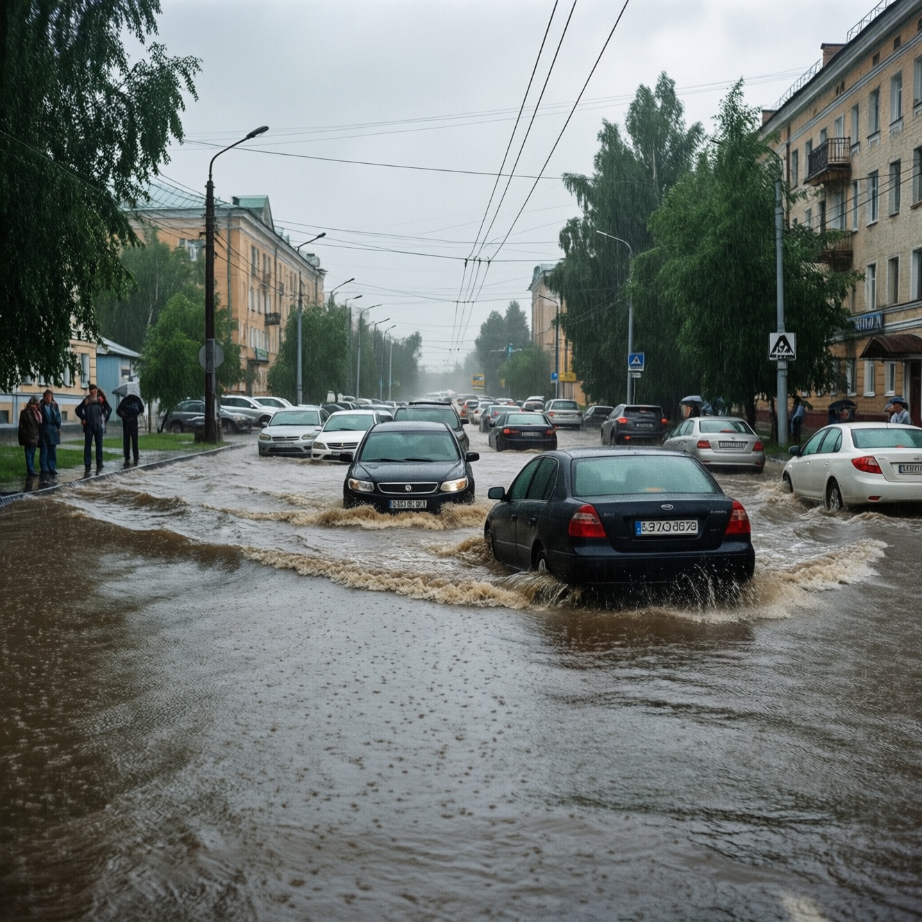 Челябинск затопило после утреннего ливня 11 августа: «Помним о пешеходах»